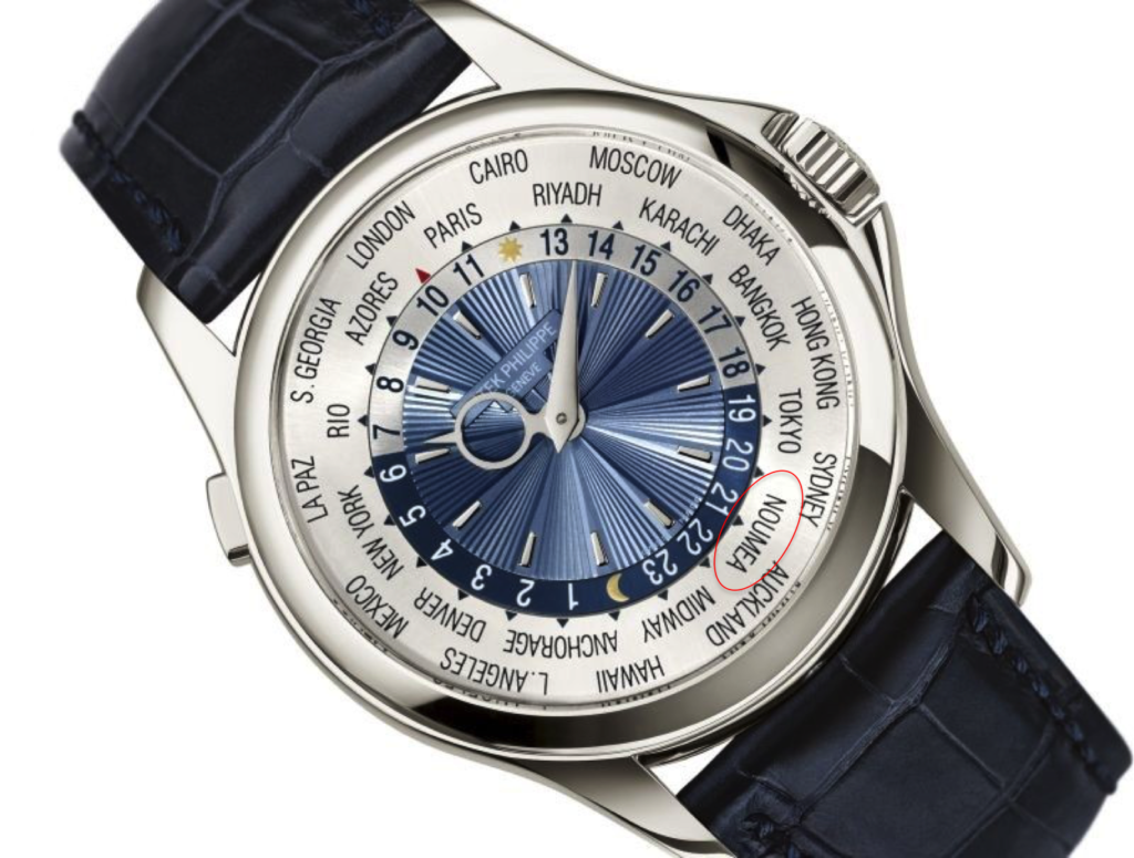 Patek World Time includes Noumea on the dial
