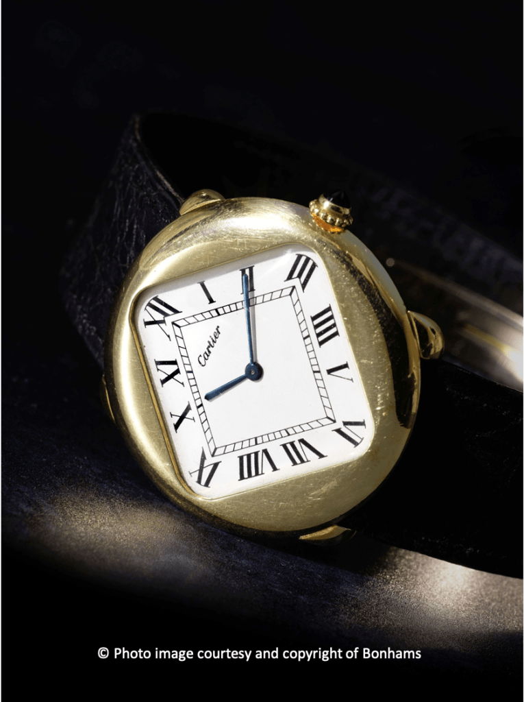 Rare And Stylish 1970’s Cartier Pebble ‘Turtle’ Watch Auctioned By Bonhams